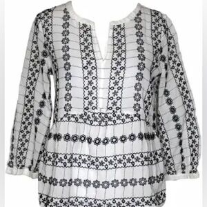LOFT Sheer Embroidered Blouse